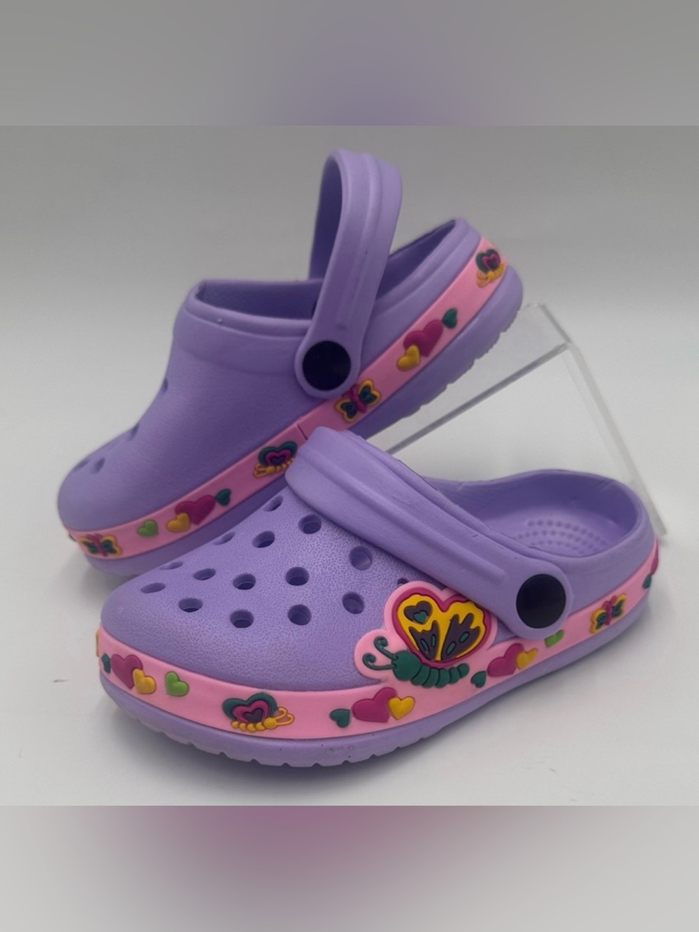 Kids Purple Butterfly Clog Sandals - Brand